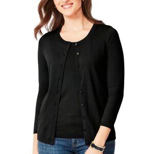 Talbots NWOT Charming Cardigan Plussize Black 3/ Sleeve Sweater Size 1X